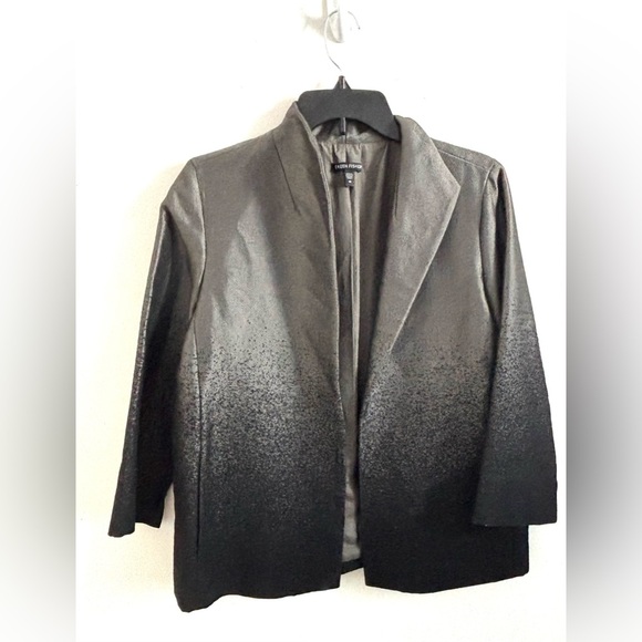 Eileen Fisher Jacket women’s Shimmering Phantom Funnel Neck Grey Black M Boho - Picture 2 of 8